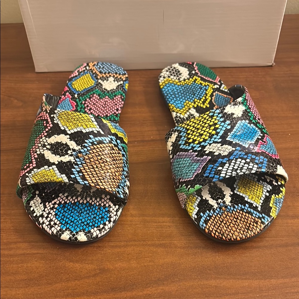 Colorful Snake Print Slide Sandals